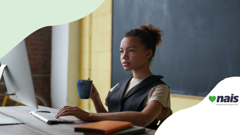 young lady working on computer alone