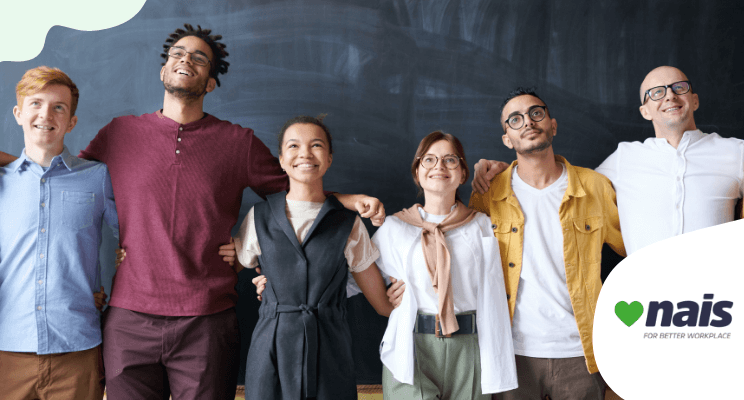 employee smiling together