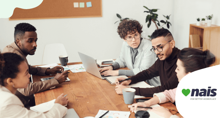 people talking on a table